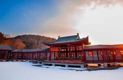 风景冰天雪地雪景中国风建筑园林高清壁纸