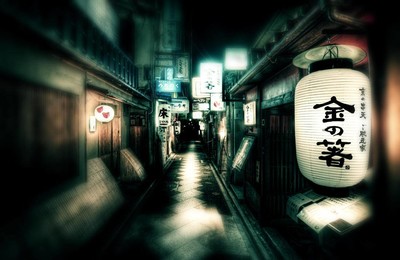 风景日本街道城市夜景陌生的街角高清壁纸