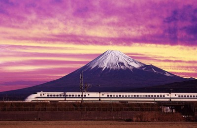 风景旅游胜地富士山日本新干线高清壁纸