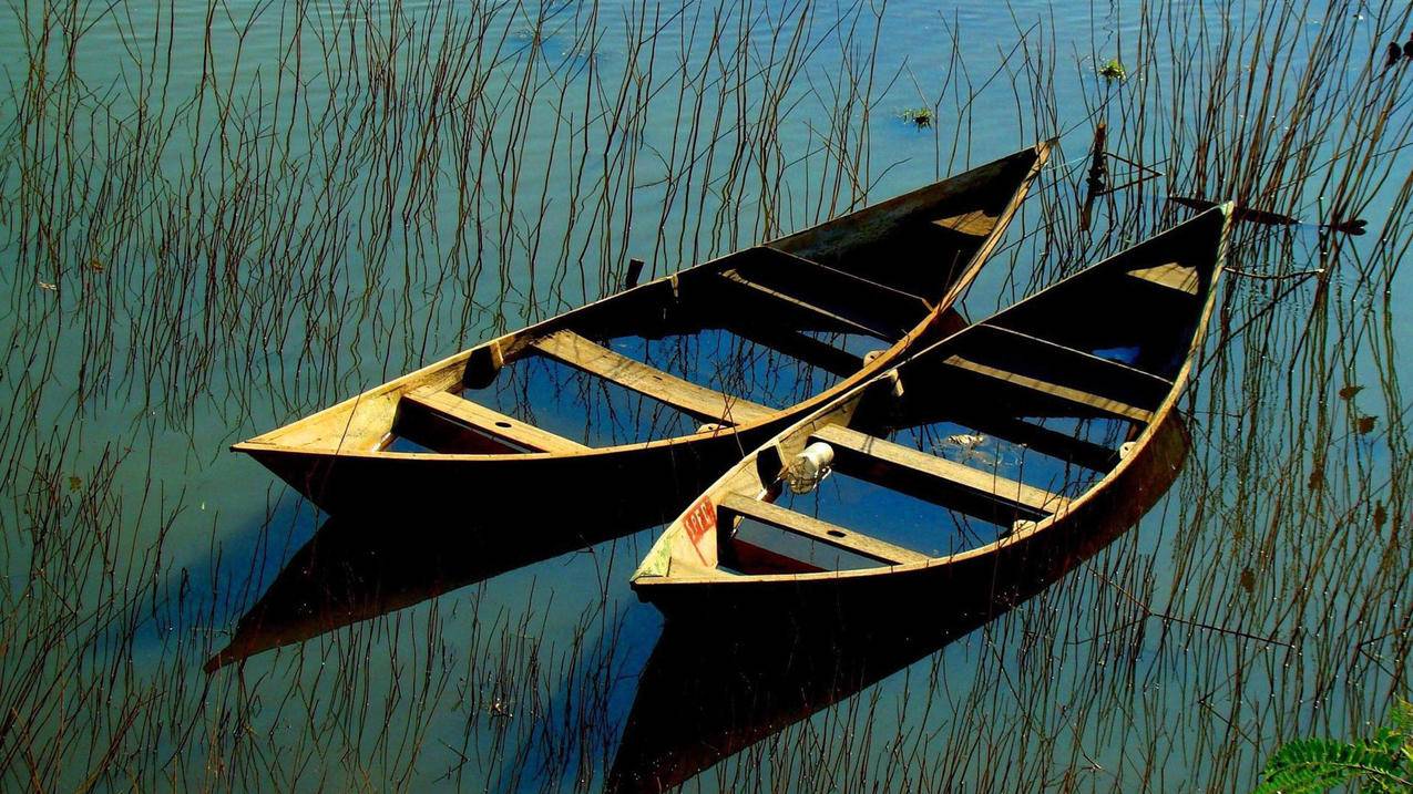 风景自然风光大自然一曲渔歌船意境高清壁纸