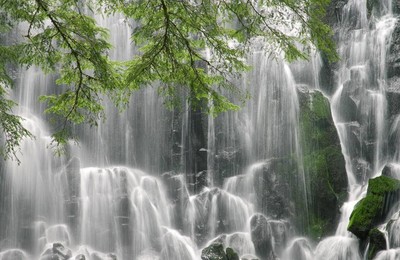 风景自然风光山水瀑布意境高清壁纸