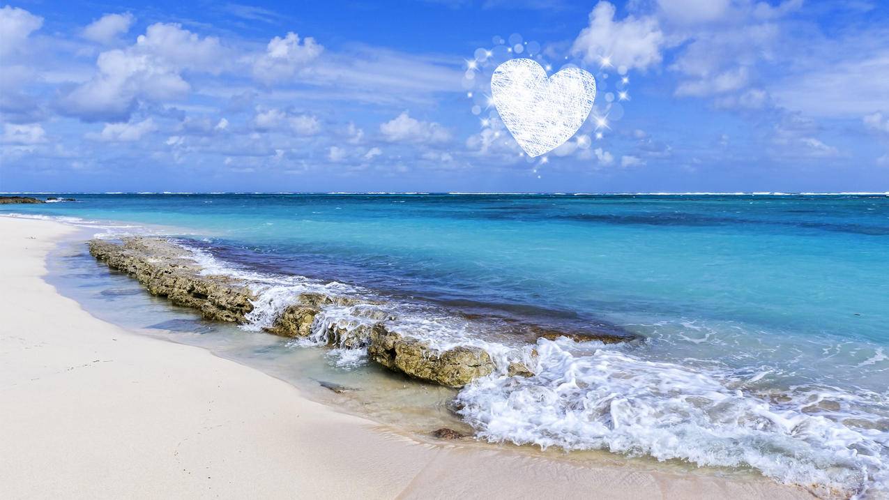 爱情美图唯美温馨海边沙滩高清壁纸