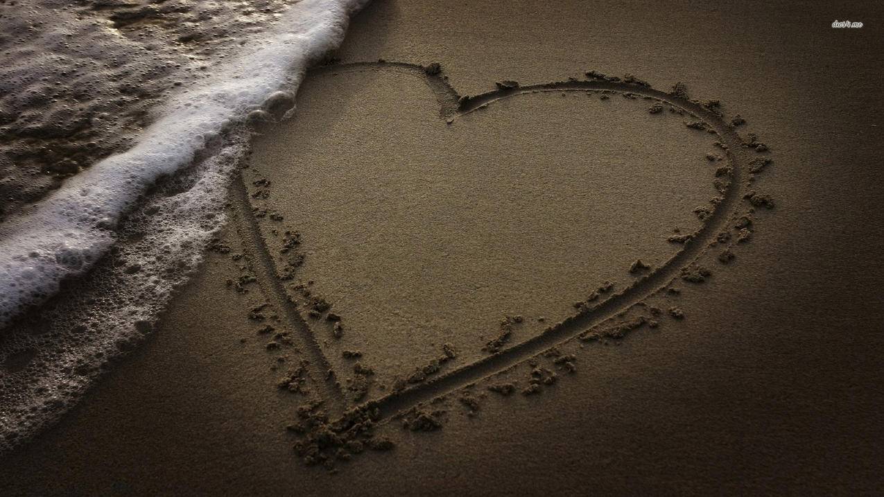 浪漫爱情情感爱love唯美清新心love静物物语心动创意沙滩海边高清壁纸
