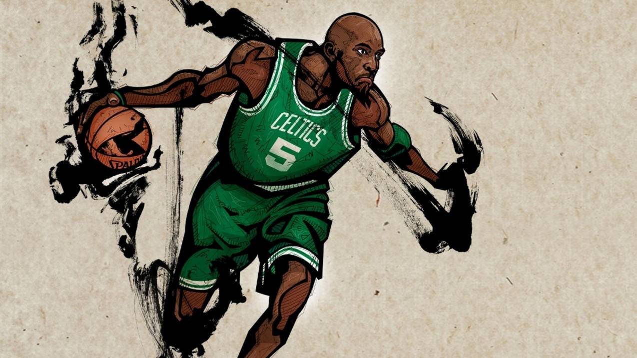 体育NBA凯尔特人插画手绘加内特高清壁纸