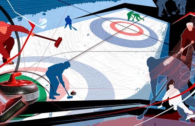 体育奥运项目冰壶手绘插画卡通版高清壁纸