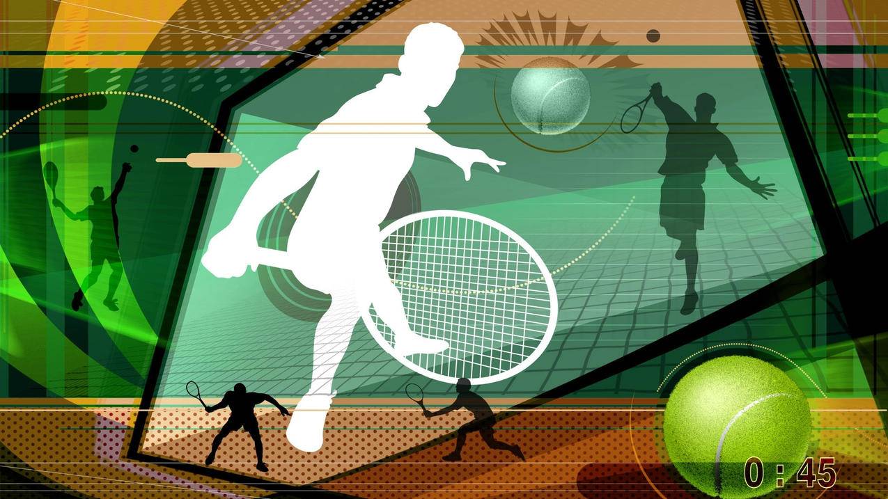 体育运动项目网球卡通版手绘插画高清壁纸