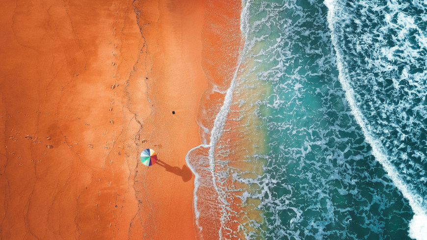 橙色海滩航拍高清壁纸图片 3840x2160
